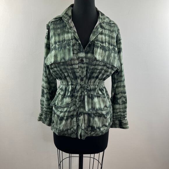 & Other Stories Green Stockholm Atelier Drawstring Button Front Blouse Jacket 4 - Picture 2 of 8